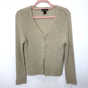 VTG Sigrid Olsen Sport Crocheted Knit Cardigan Sweater Women Medium Silk Cottage